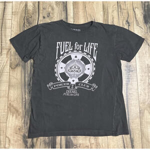 Diesel Fragrance Promo T Shirt Fuel For Life Poker Club Medium Gray VTG .